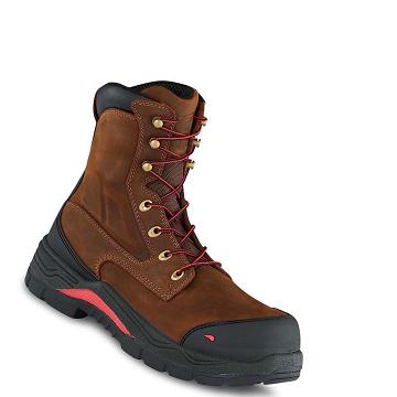 Red Wing King Toe® ADC 8-inch Safety Toe Men's Waterproof Boots Brown | ZA 413HAP